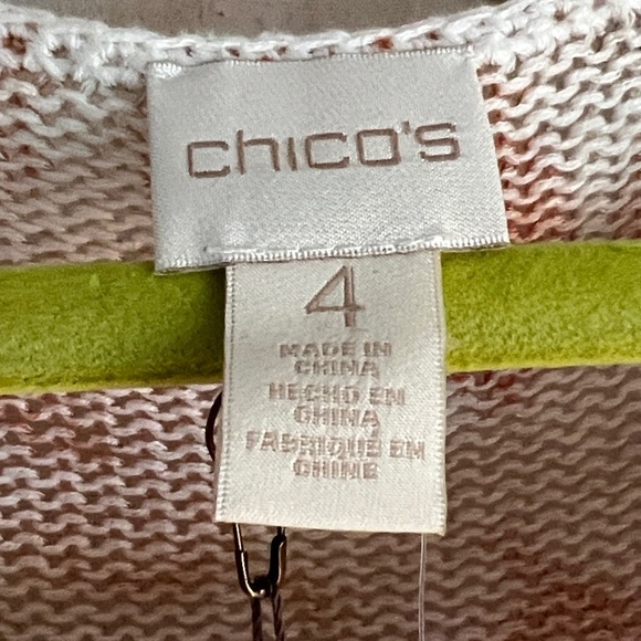 Chico's Linen & Cotton Knit Sweater in Peach and Cream - Picture 3 of 12
